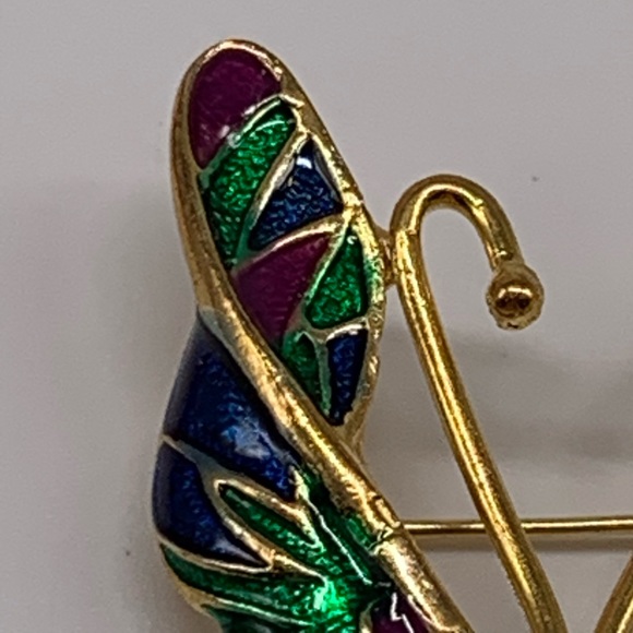 Vintage Butterfly Brooch Figural Enamel Gold Tone - Picture 2 of 6